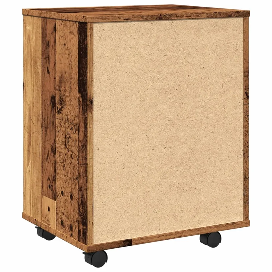 Armoire à roulettes vieux bois 46x36x59 cm bois d'ingénierie - 7