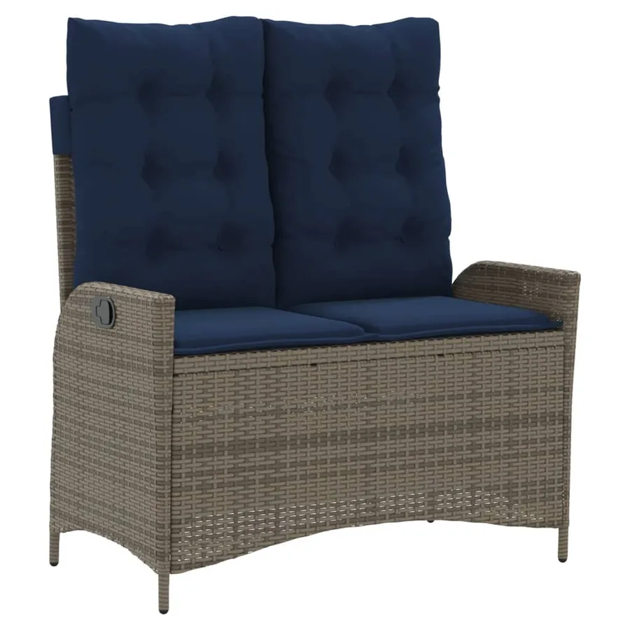 Banc inclinable de jardin avec coussins gris résine tressée - 2