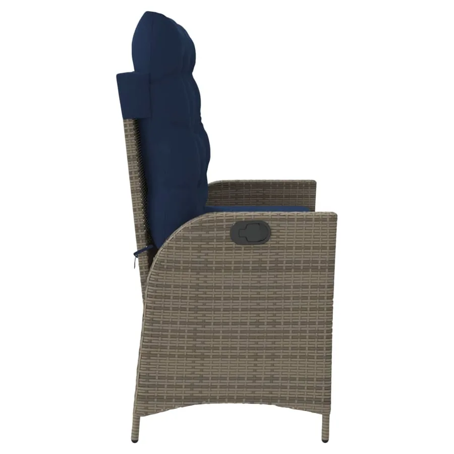 Banc inclinable de jardin avec coussins gris résine tressée - 4