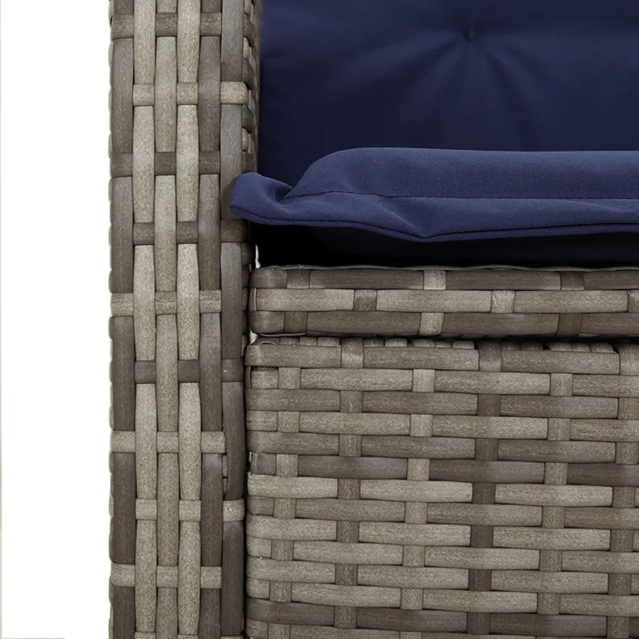 Banc inclinable de jardin avec coussins gris résine tressée - 7