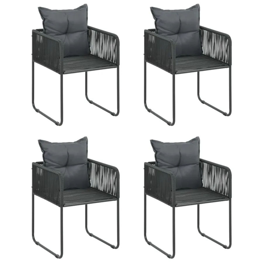 Ensemble à manger de jardin 5pcs PVC résine tressée noir marron - 4