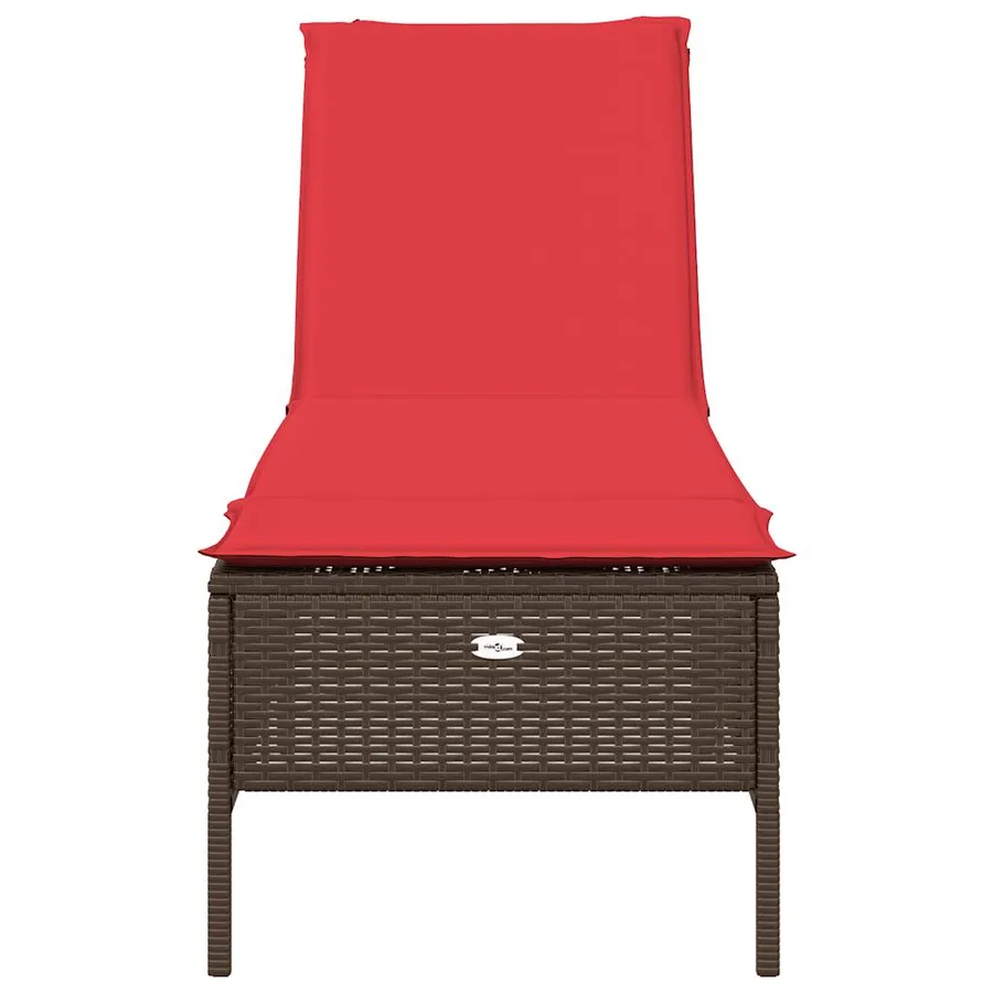 Chaise longue avec coussin marron résine tressée - 4