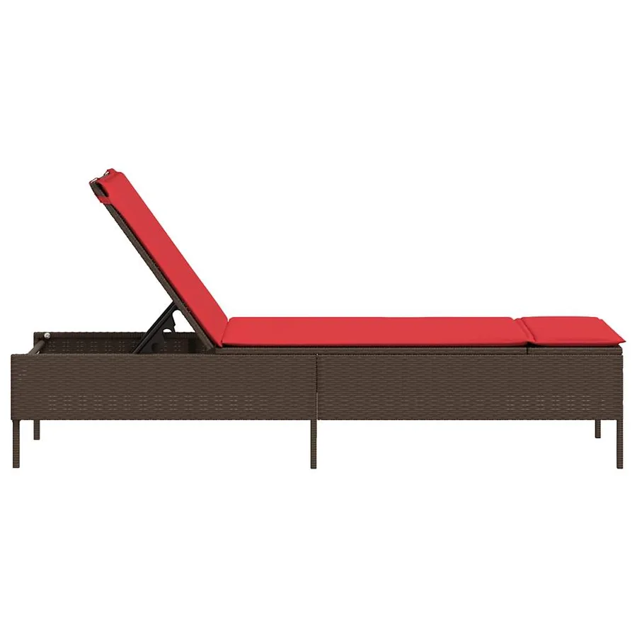 Chaise longue avec coussin marron résine tressée - 5