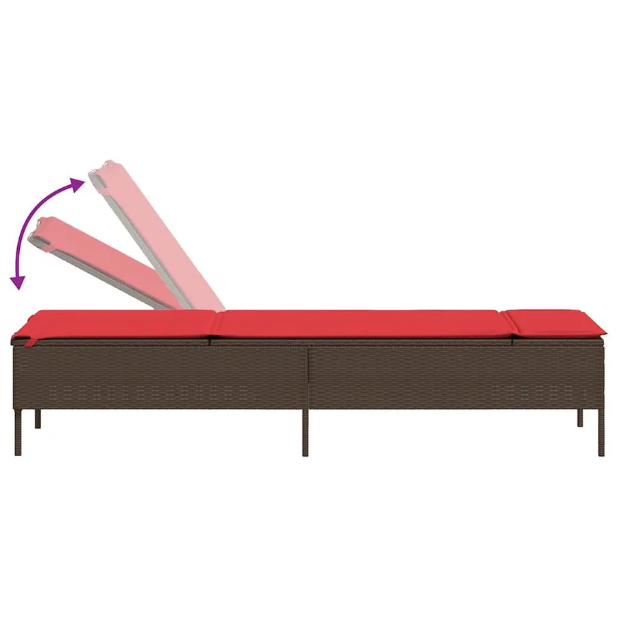 Chaise longue avec coussin marron résine tressée - 7