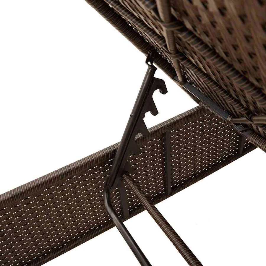 Chaise longue avec coussin marron résine tressée - 8