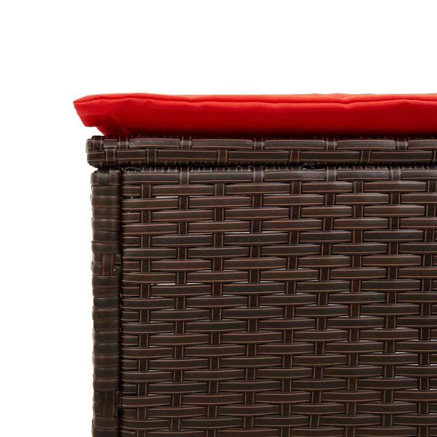 Chaise longue avec coussin marron résine tressée - 9