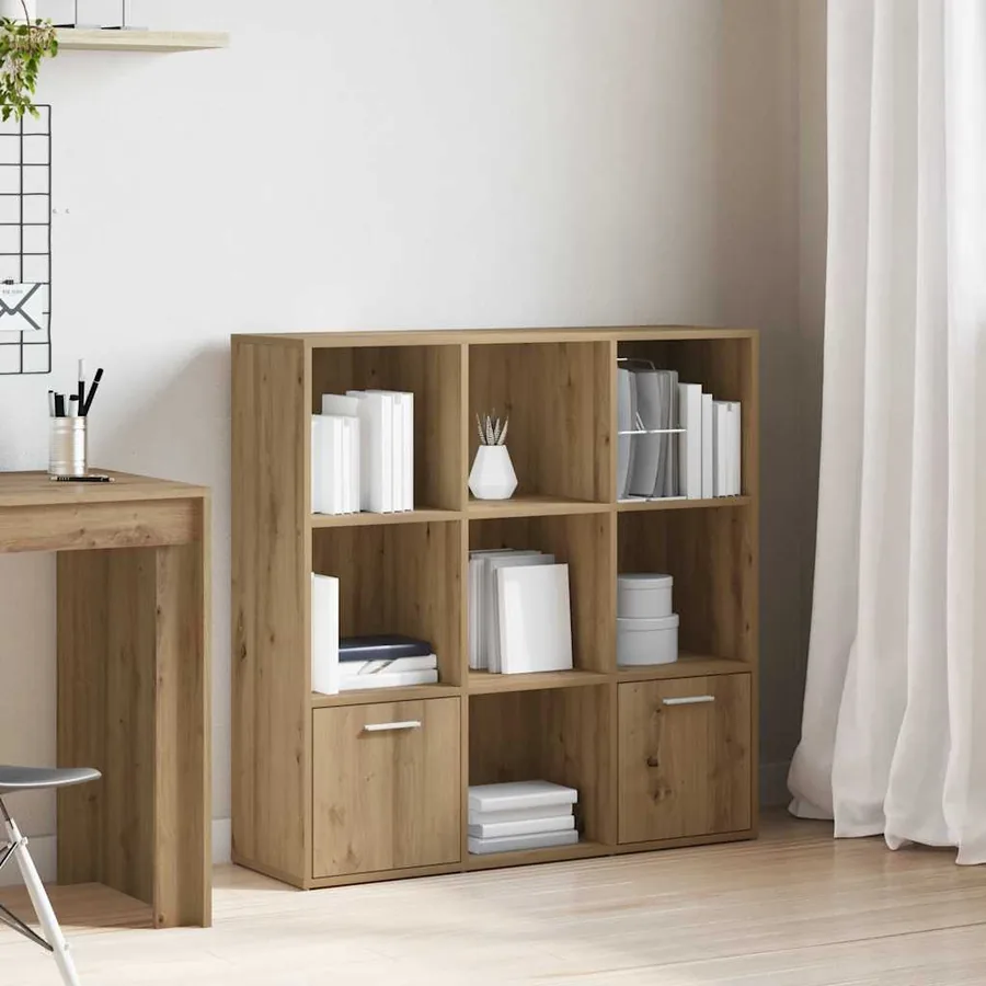 Bibliothèque chêne artisanal 98x29x97,5 cm bois d'ingénierie