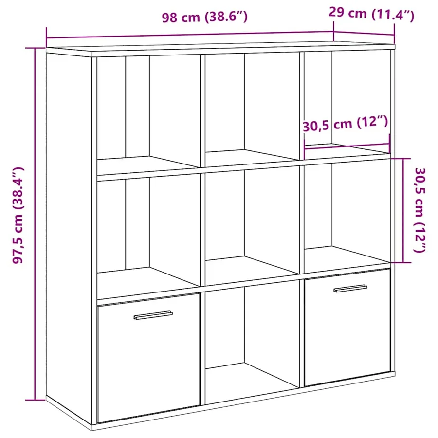 Bibliothèque chêne artisanal 98x29x97,5 cm bois d'ingénierie - 11