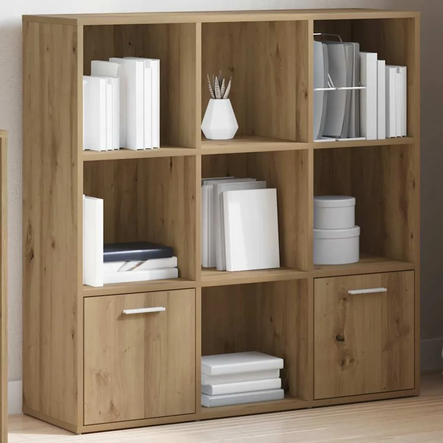 Bibliothèque chêne artisanal 98x29x97,5 cm bois d'ingénierie - 3