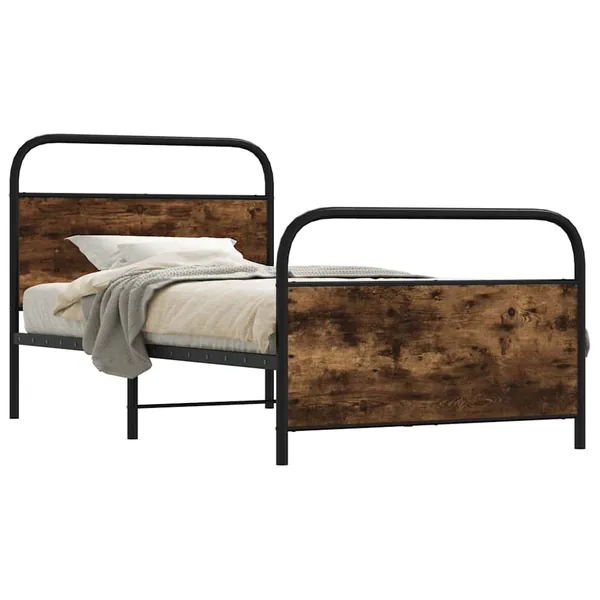 Cadre de lit sans matelas 100x200 cm chêne fumé bois ingénierie