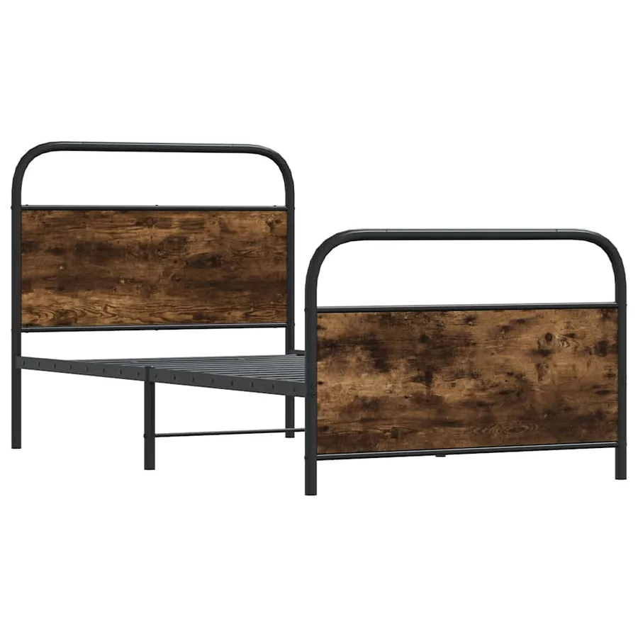Cadre de lit sans matelas 100x200 cm chêne fumé bois ingénierie - 3