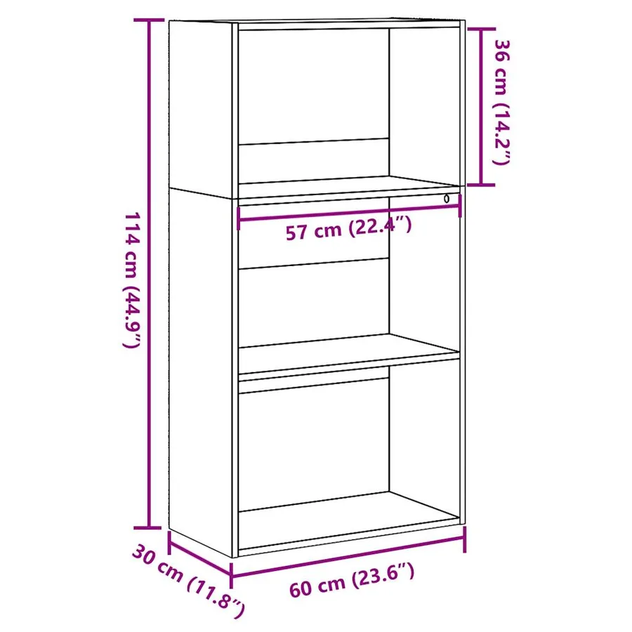 Bibliothèque chêne sonoma 60x30x114 cm bois d'ingénierie - 9