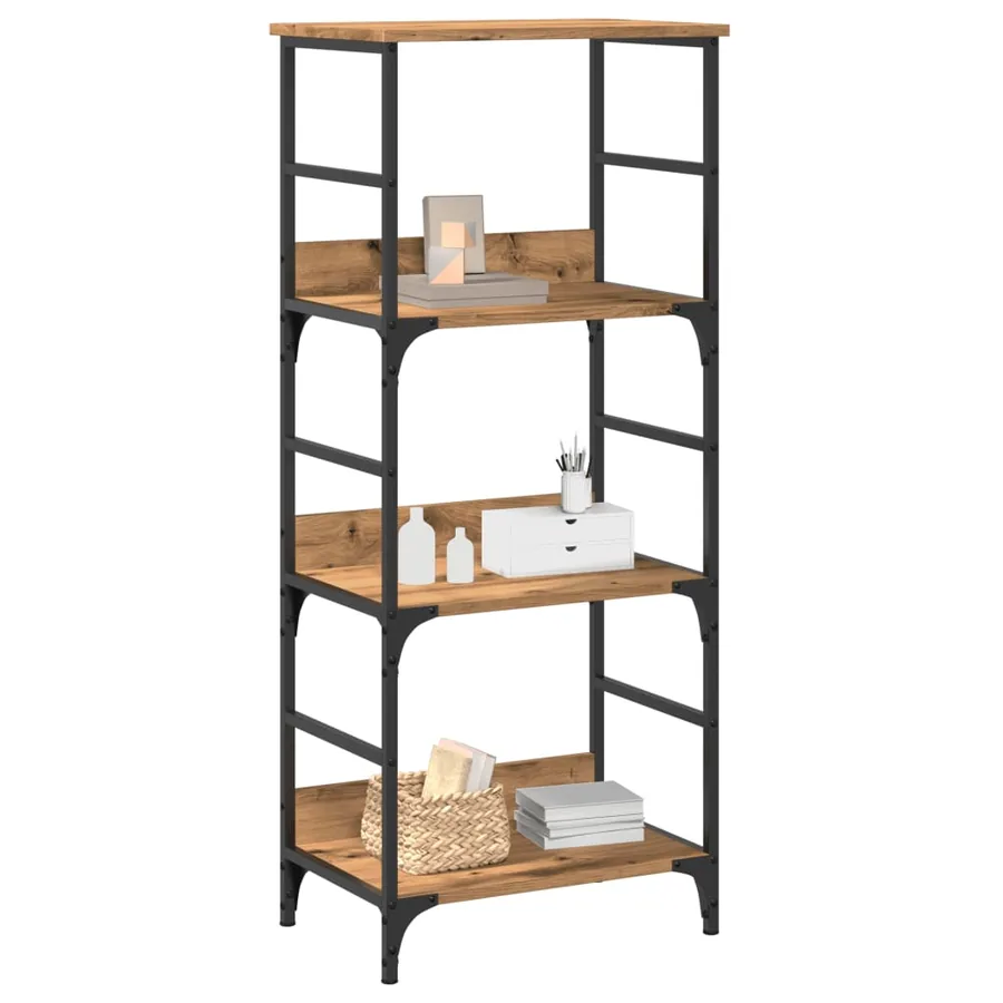 Bibliothèque chêne artisanal 50x33x117,5 cm bois d'ingénierie