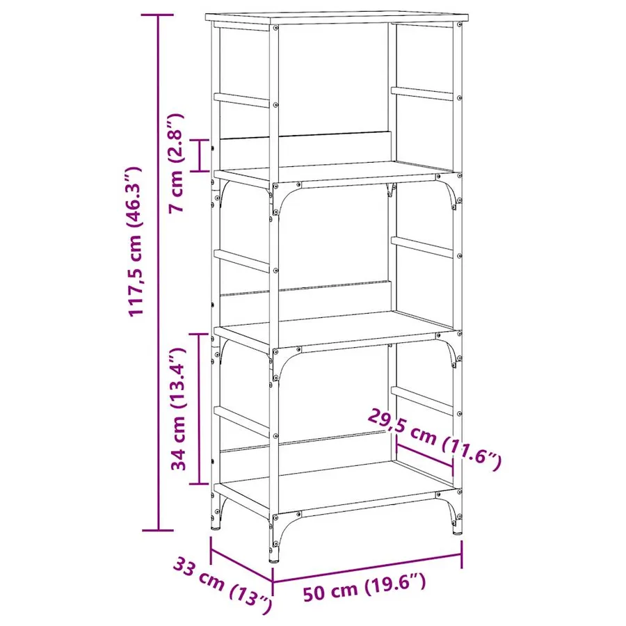 Bibliothèque chêne artisanal 50x33x117,5 cm bois d'ingénierie - 9