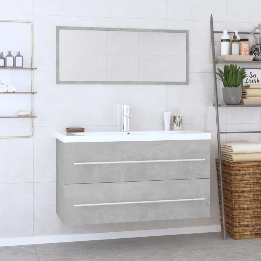 Ensemble de meubles de salle de bain 3 pcs Gris béton