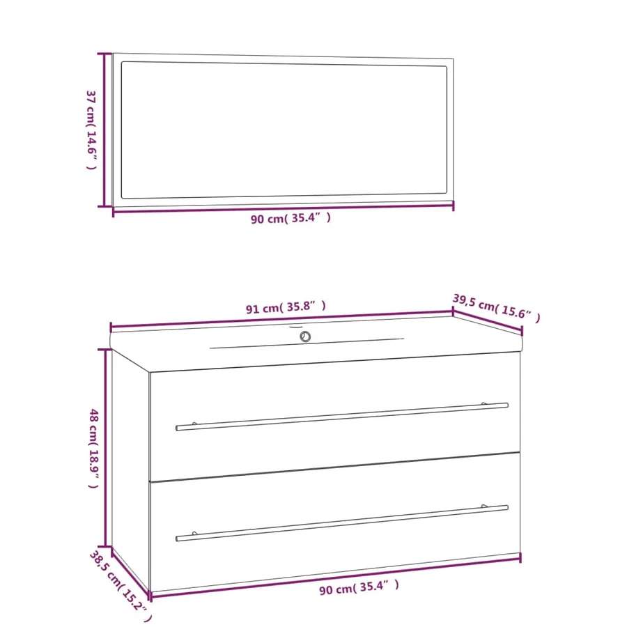 Ensemble de meubles de salle de bain 3 pcs Gris béton - 9