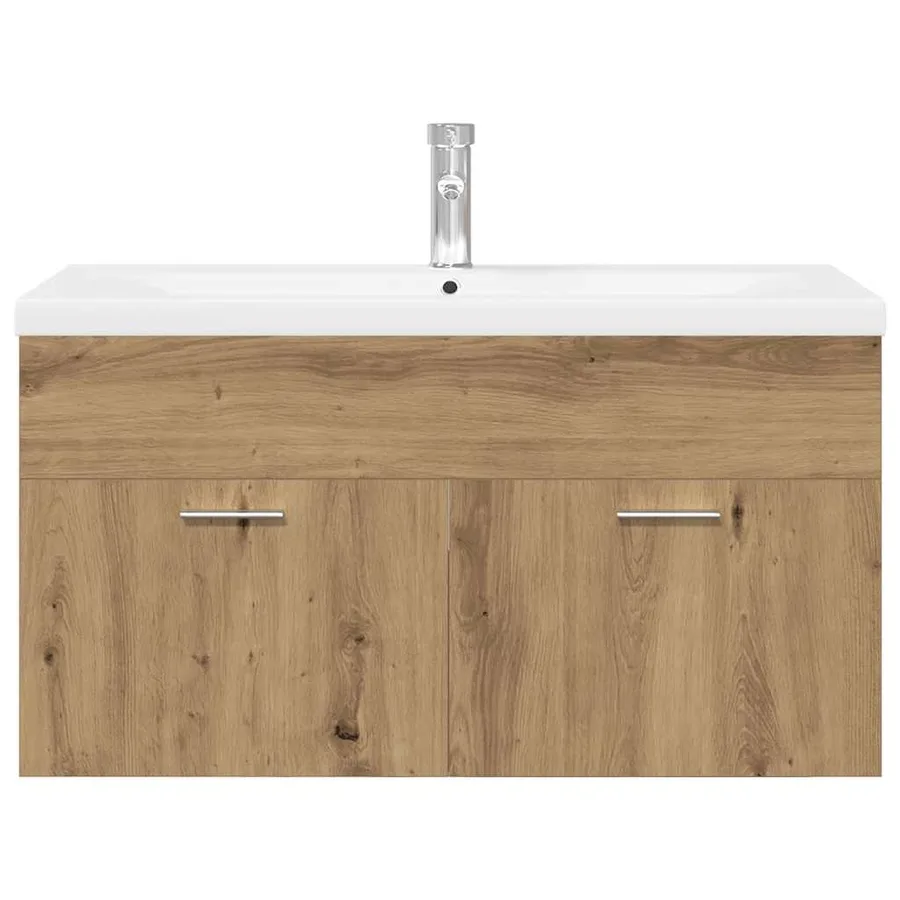 Meuble lavabo et bassin intégré chêne artisanal bois ingénierie - 6