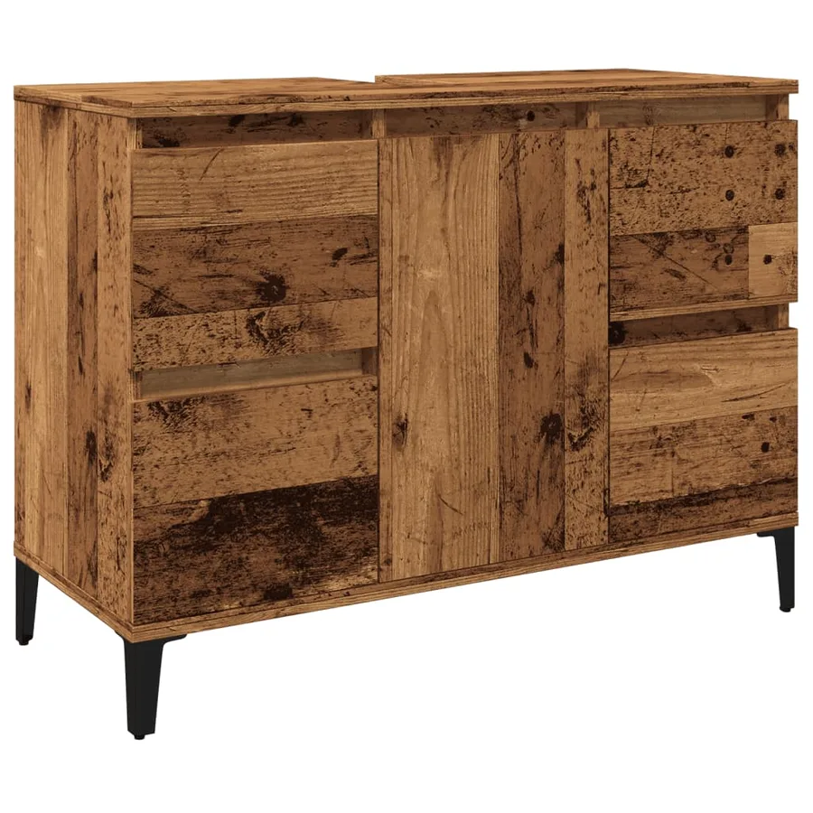 Armoire d'évier vieux bois 80x33x60 cm bois d'ingénierie - 2