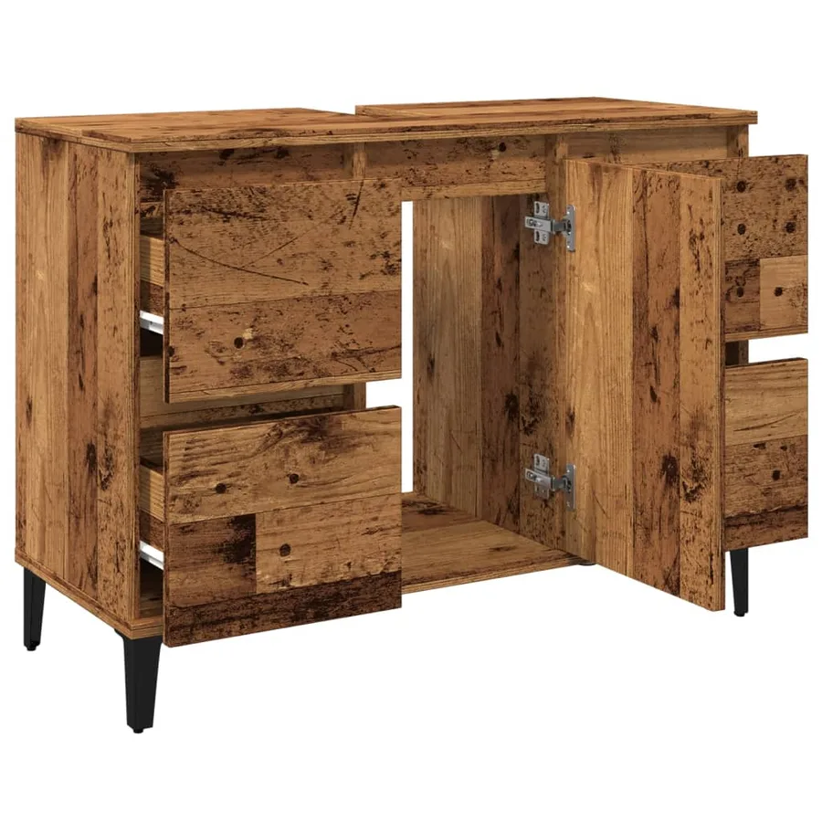 Armoire d'évier vieux bois 80x33x60 cm bois d'ingénierie - 5