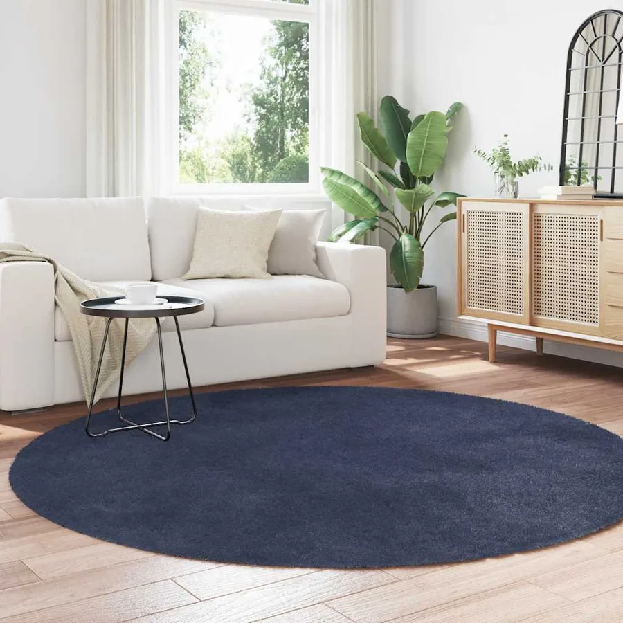 Tapis shaggy à poils longs NAVARRA bleu marine 200x200 cm - 3