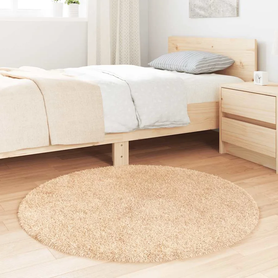Tapis Shaggy à poils longs NAVARRA beige 100x100 cm polyester - 3
