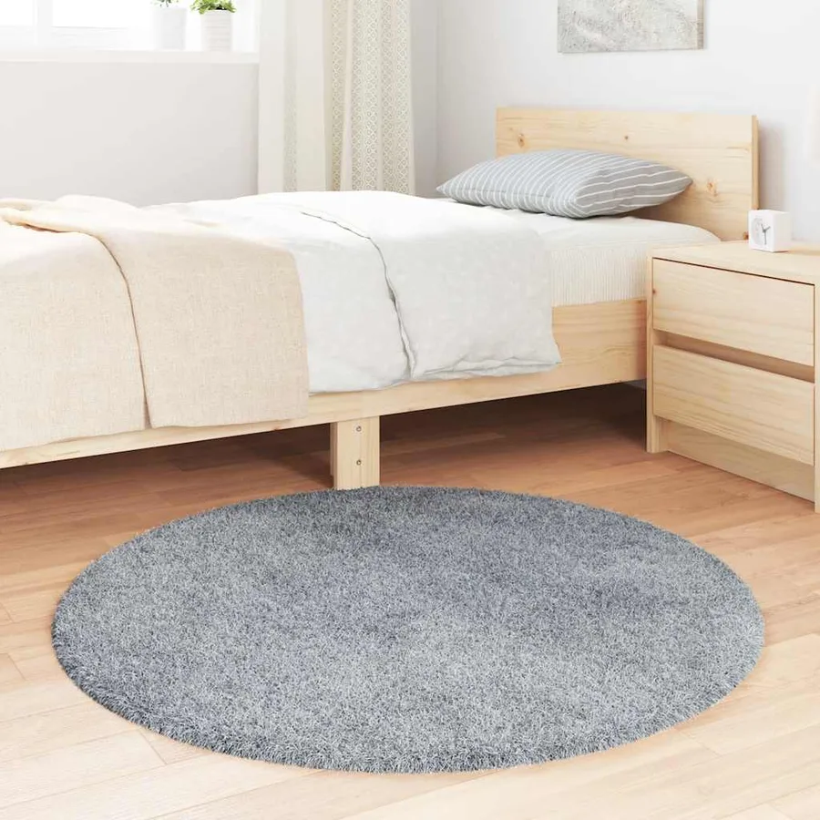 Tapis shaggy à poils longs NAVARRA gris clair 100x100 cm - 3