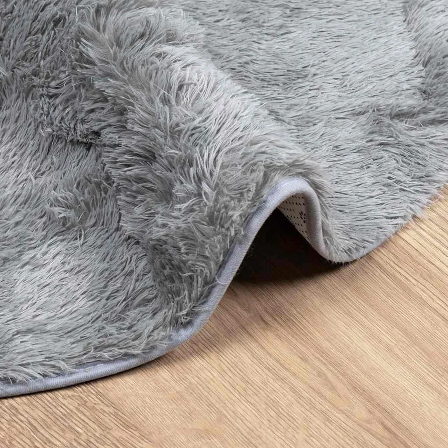 Tapis shaggy à poils longs NAVARRA gris clair 100x100 cm - 5