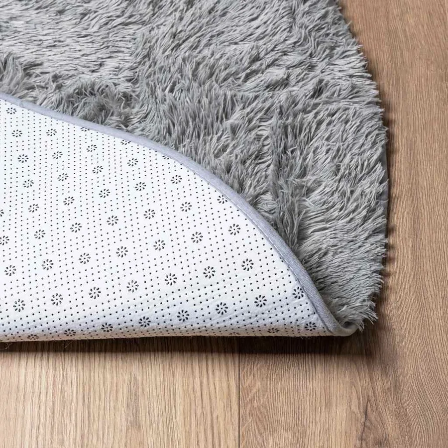 Tapis shaggy à poils longs NAVARRA gris clair 100x100 cm - 6