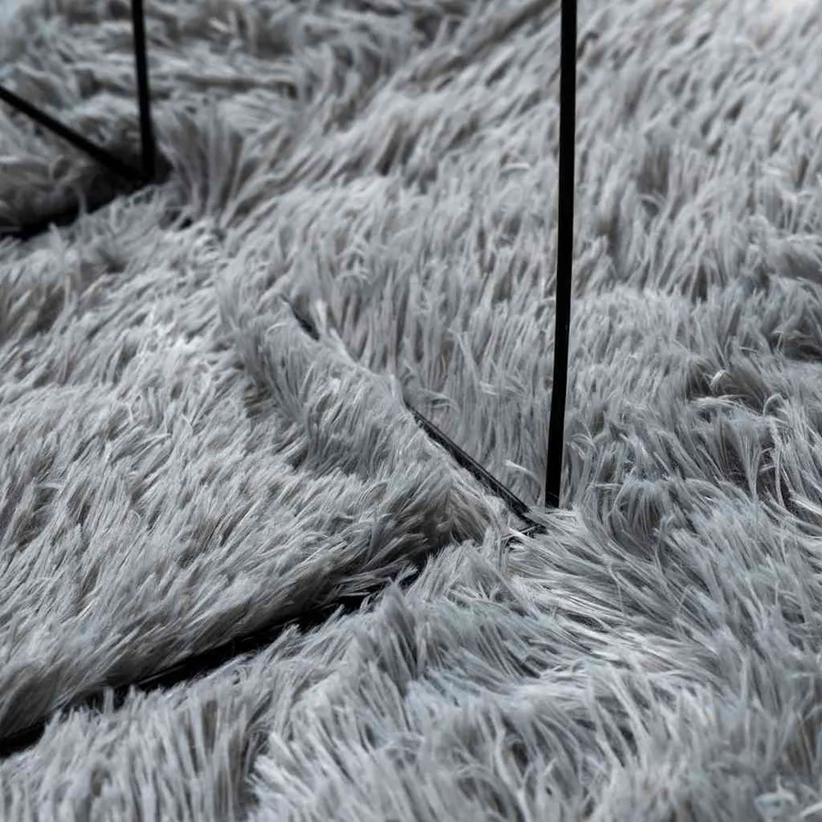 Tapis shaggy à poils longs NAVARRA gris clair 100x100 cm - 7