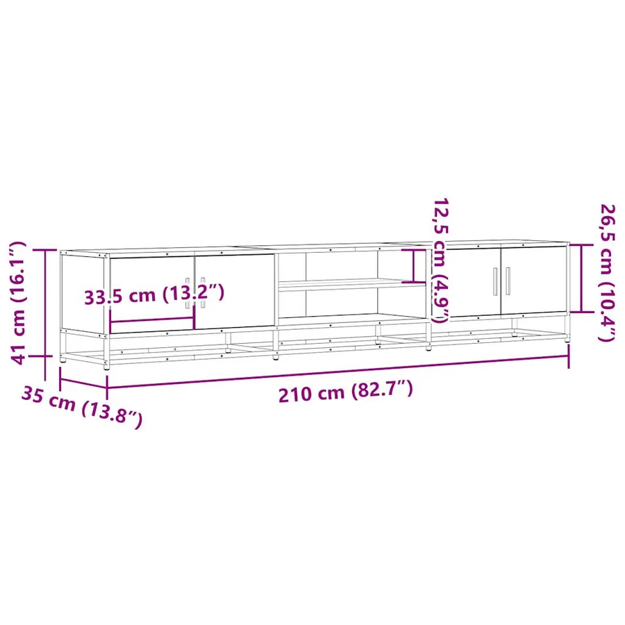 Meuble TV chêne fumé 210x35x41 cm bois d'ingénierie - 10