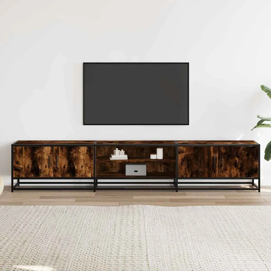Meuble TV chêne fumé 210x35x41 cm bois d'ingénierie - 3