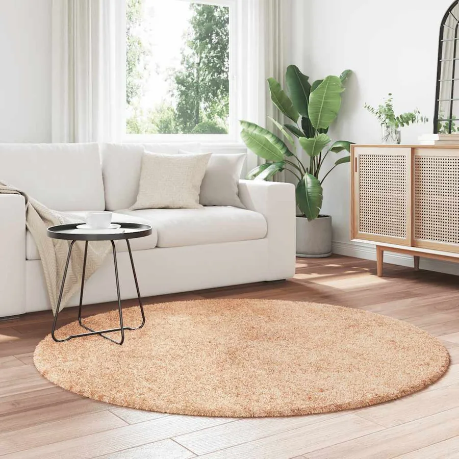 Tapis shaggy à poils longs NAVARRA beige 160x160 cm polyester - 3