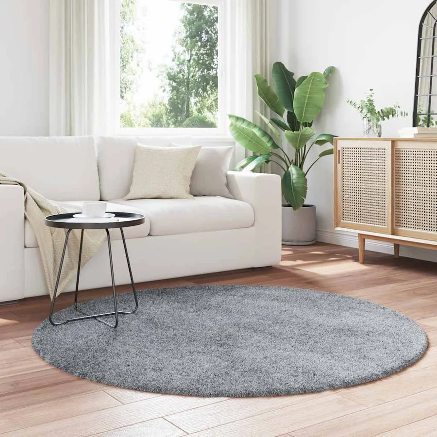 Tapis Shaggy à poils longs NAVARRA gris clair 160x160 cm - 3