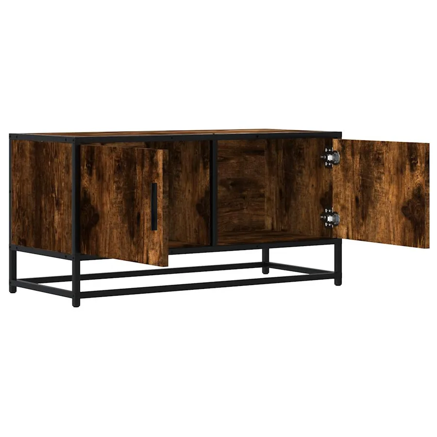 Meuble TV chêne fumé 80x34,5x40 cm bois d'ingénierie et métal - 7