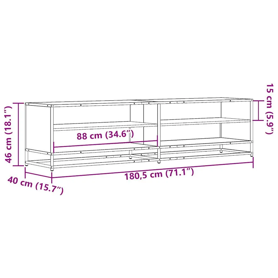 Meuble TV chêne marron 180,5x40x46 cm bois d'ingénierie - 9