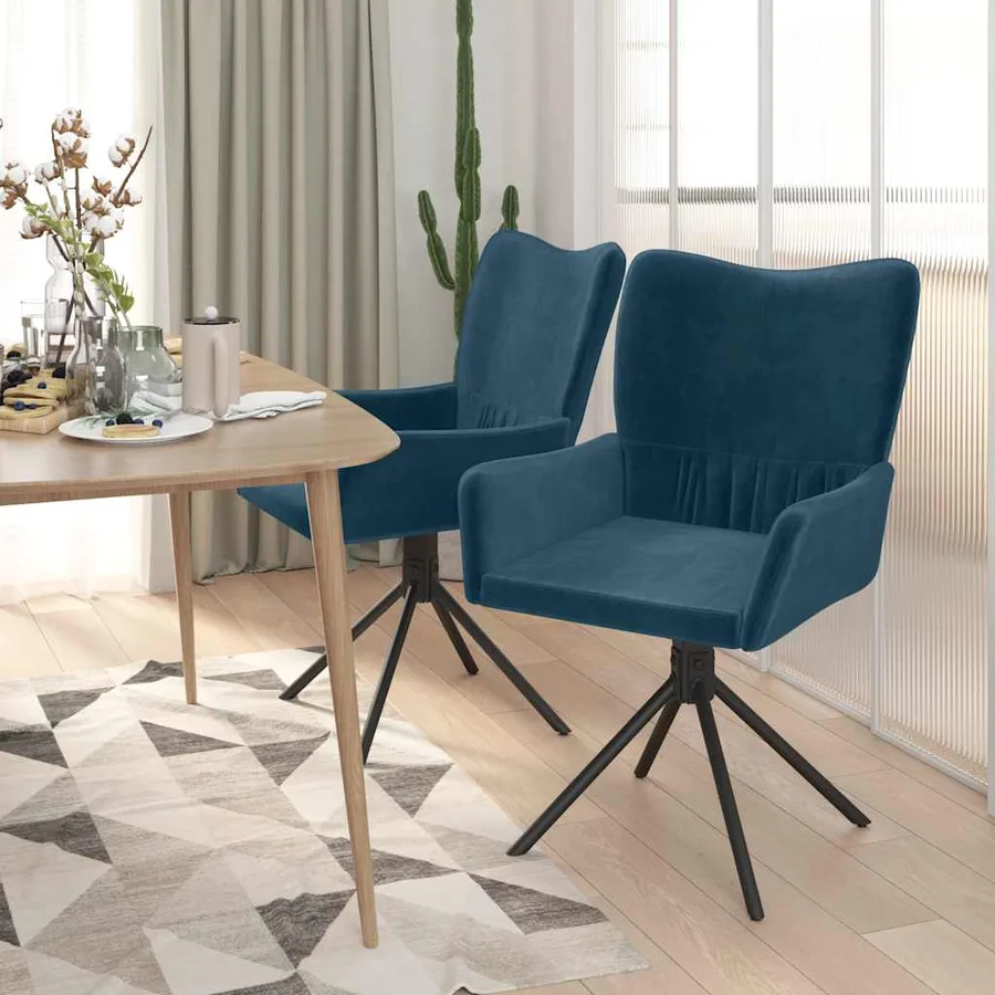 Chaises pivotantes à manger lot de 2 Bleu Velours - 3