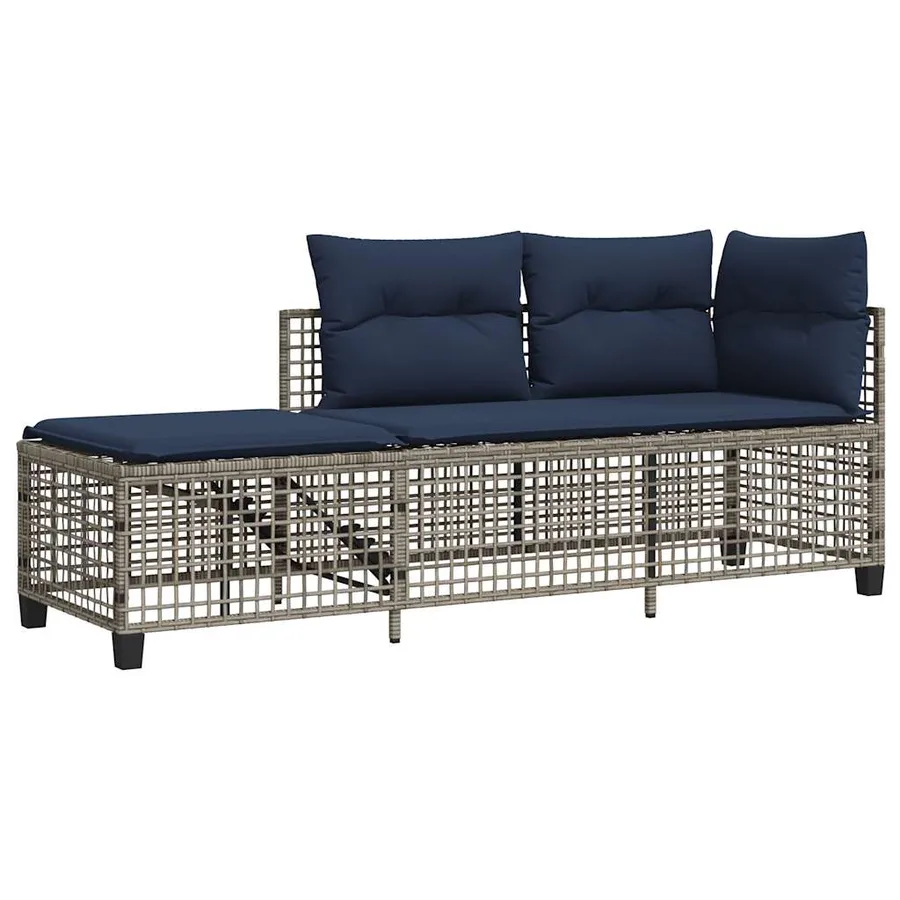 Ensemble de canapé d'angle de jardin 3 pcs avec coussins gris résine tressée - 4