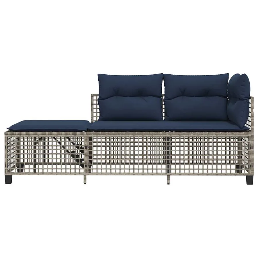 Ensemble de canapé d'angle de jardin 3 pcs avec coussins gris résine tressée - 5