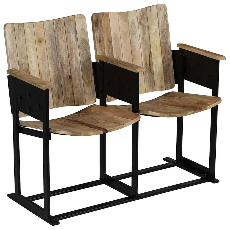 Banc à 2 places Bois de manguier massif et acier - 13