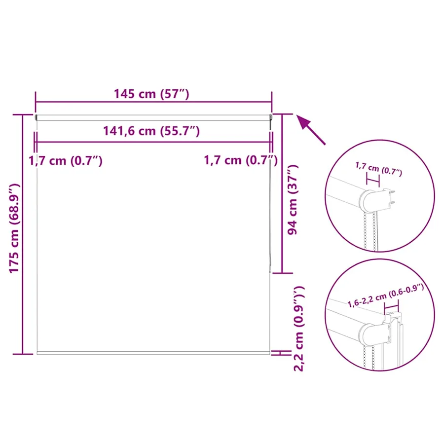 Store enrouleur occultant largeur du tissu 141,6 cm polyester - 18