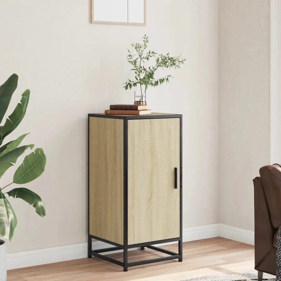 Buffet chêne sonoma 35,5x35x76 cm bois d'ingénierie et métal - 3
