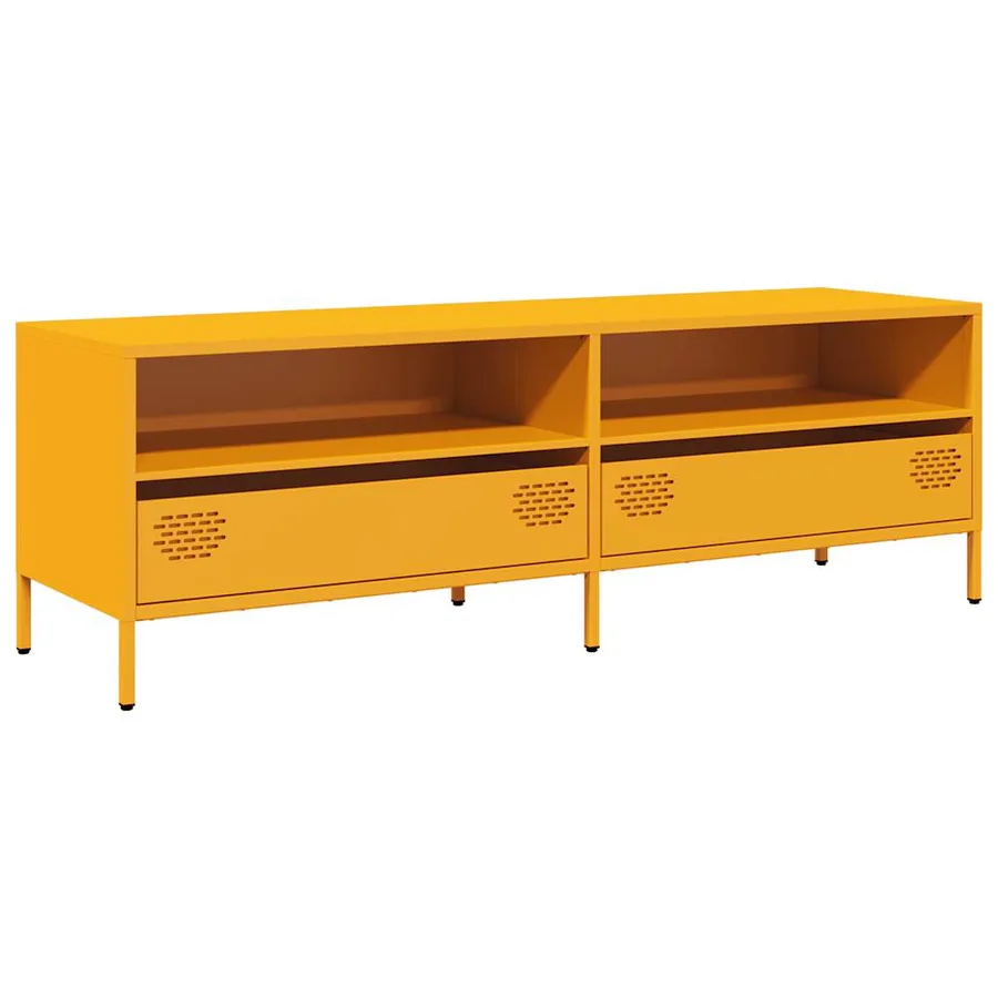 Meuble TV jaune moutarde 135x39x43,5 cm acier laminé à froid - 2