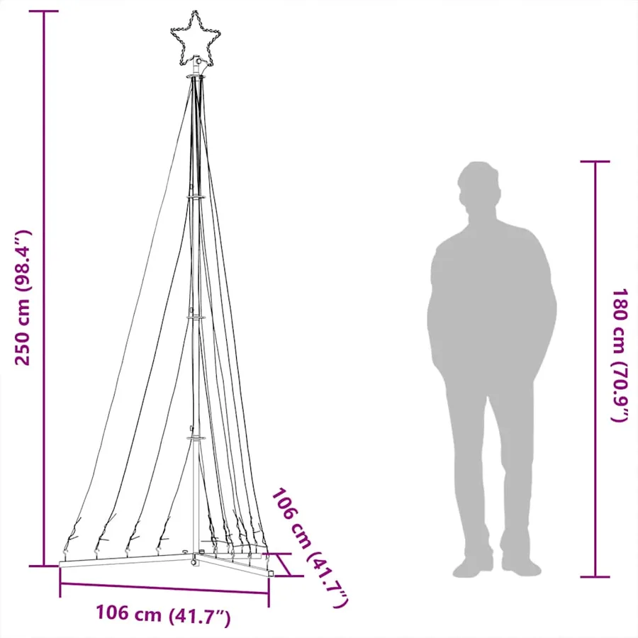 Sapin de Noël à LED 447 LED blanc froid 250 cm - 12