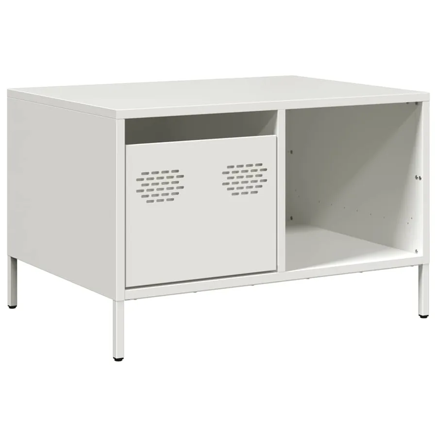 Table basse blanc 68,5x50x43,5 cm acier laminé à froid - 2