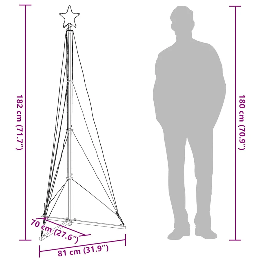 Sapin de Noël à LED 363 LED blanc chaud 182 cm - 12