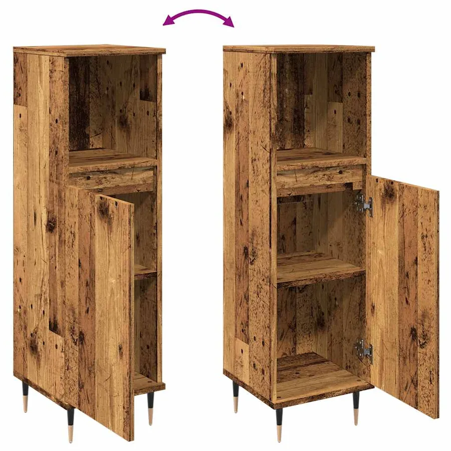 Armoire de salle de bain vieux bois 30x30x100cm bois ingénierie - 8