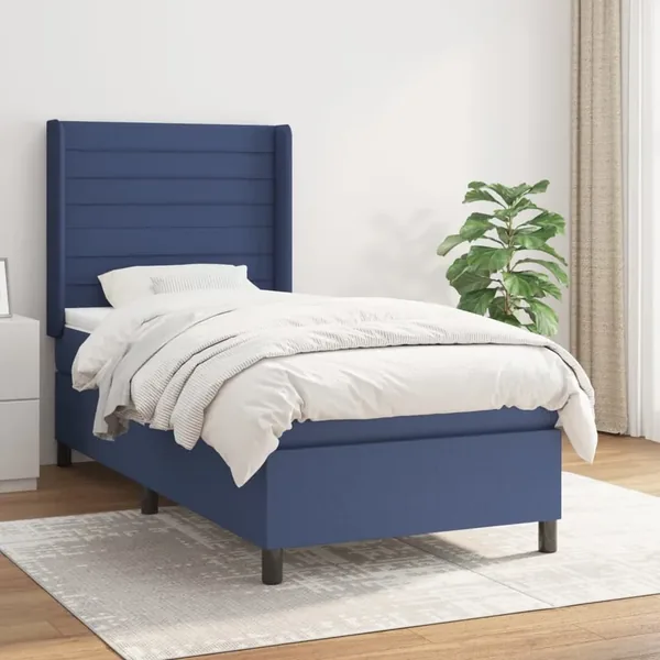 Sommier à lattes de lit avec matelas Bleu 80x200 cm Tissu