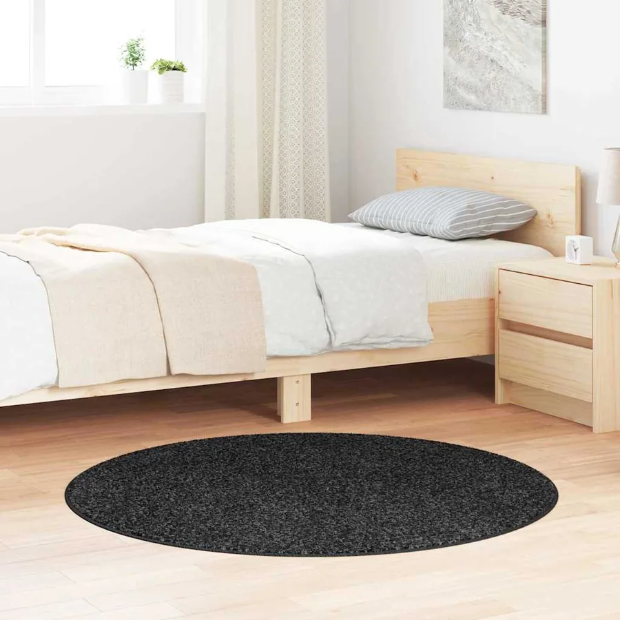 Tapis Shaggy Anti-dérapant Gris foncé 120 x 120 cm PP