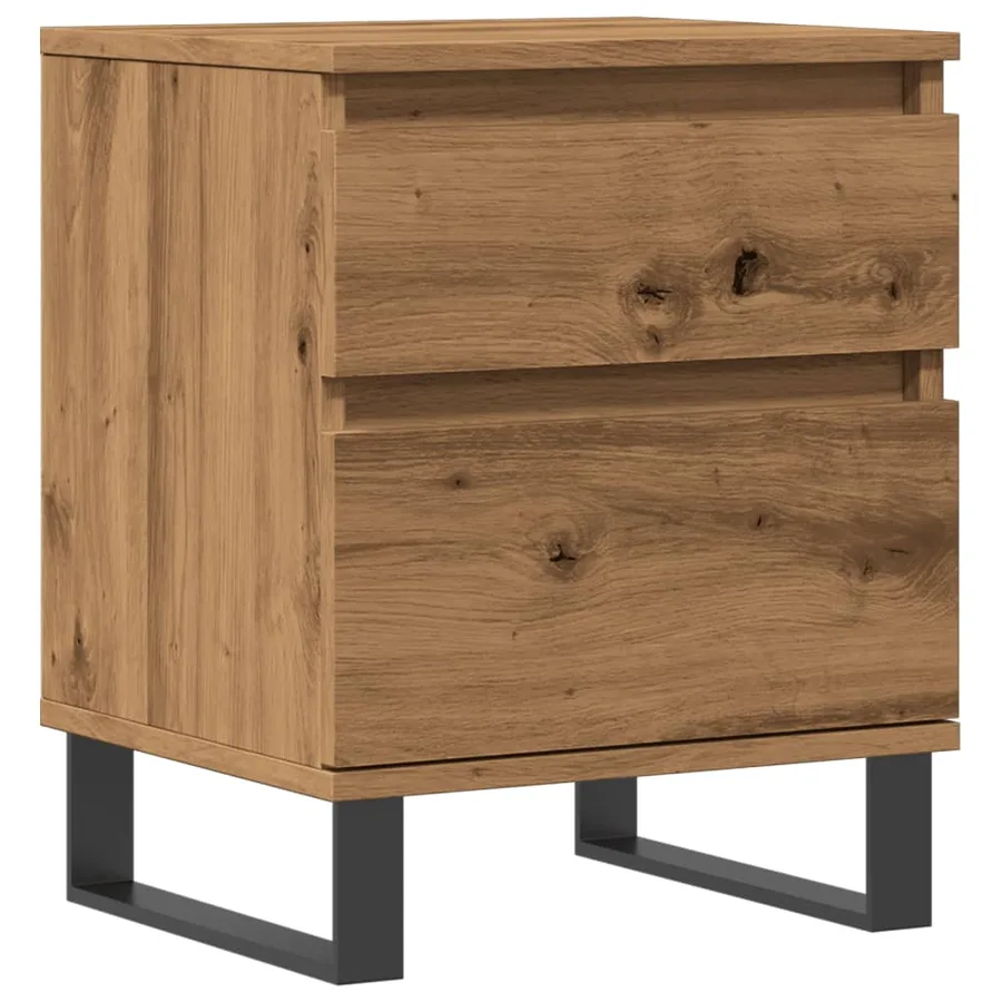Table de chevet chêne artisanal 40x35x50 cm bois d’ingénierie - 2