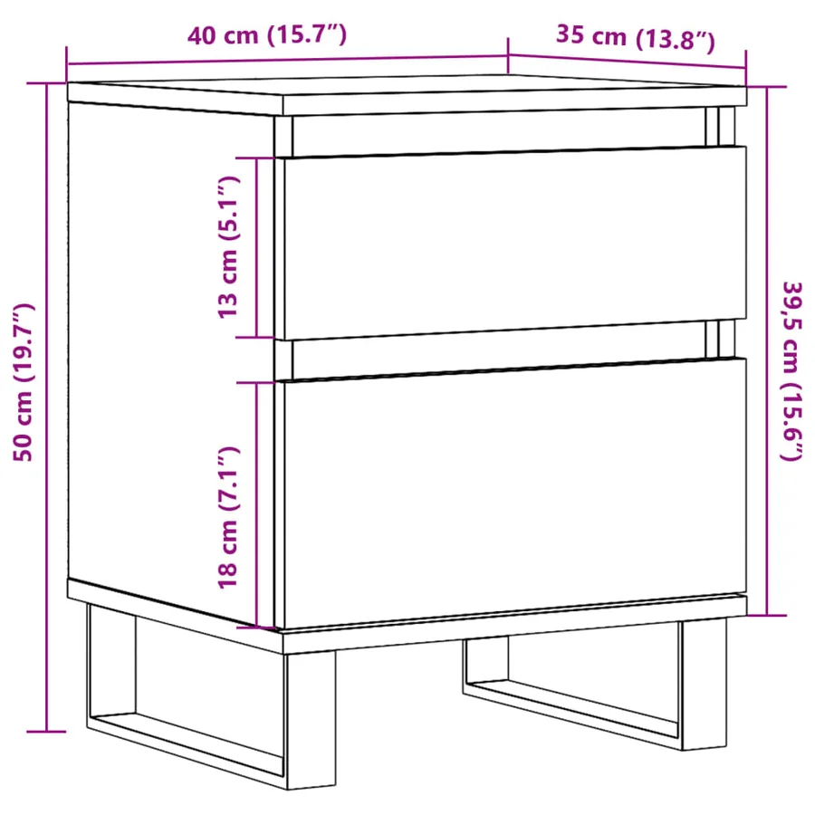 Table de chevet chêne artisanal 40x35x50 cm bois d’ingénierie - 8
